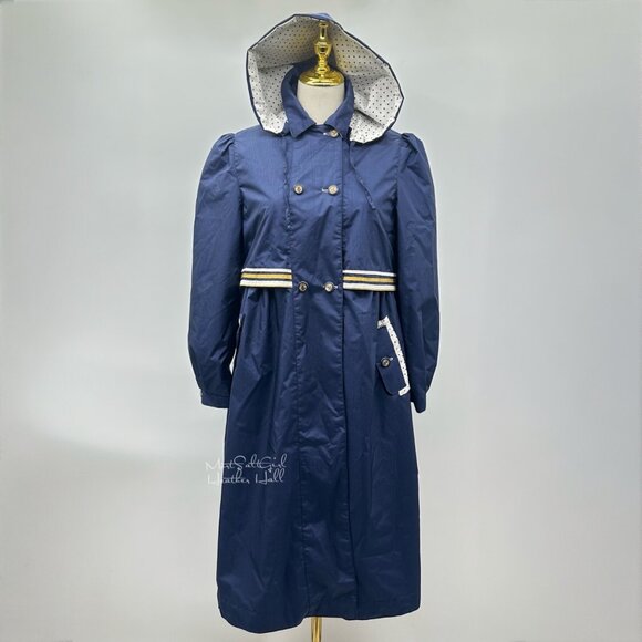 Vintage Rothschild Navy Hooded Double-Breasted Formal Rain Coat Size 14 Girl - Picture 2 of 8